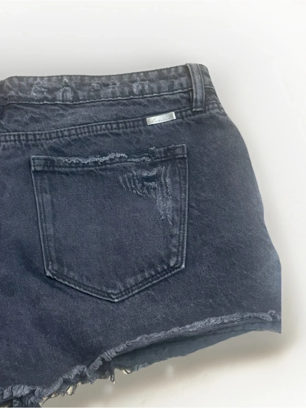 KanCan Women’s Black Denim Cutoff Shorts Size 29 High Rise Button Fly Festival